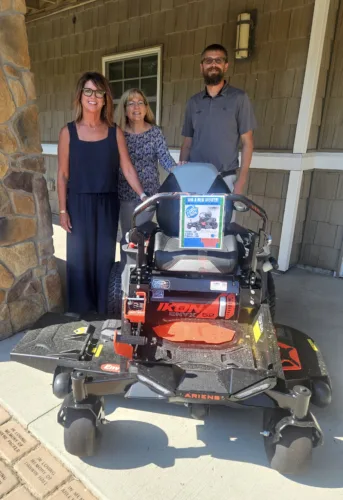 Iowa River Hospice mower raffle